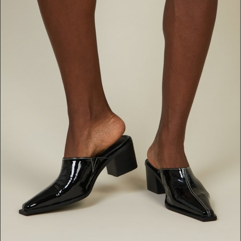 INTENTIONALLY BLANK Lala Mule Black Patent Leather Women's Size 9